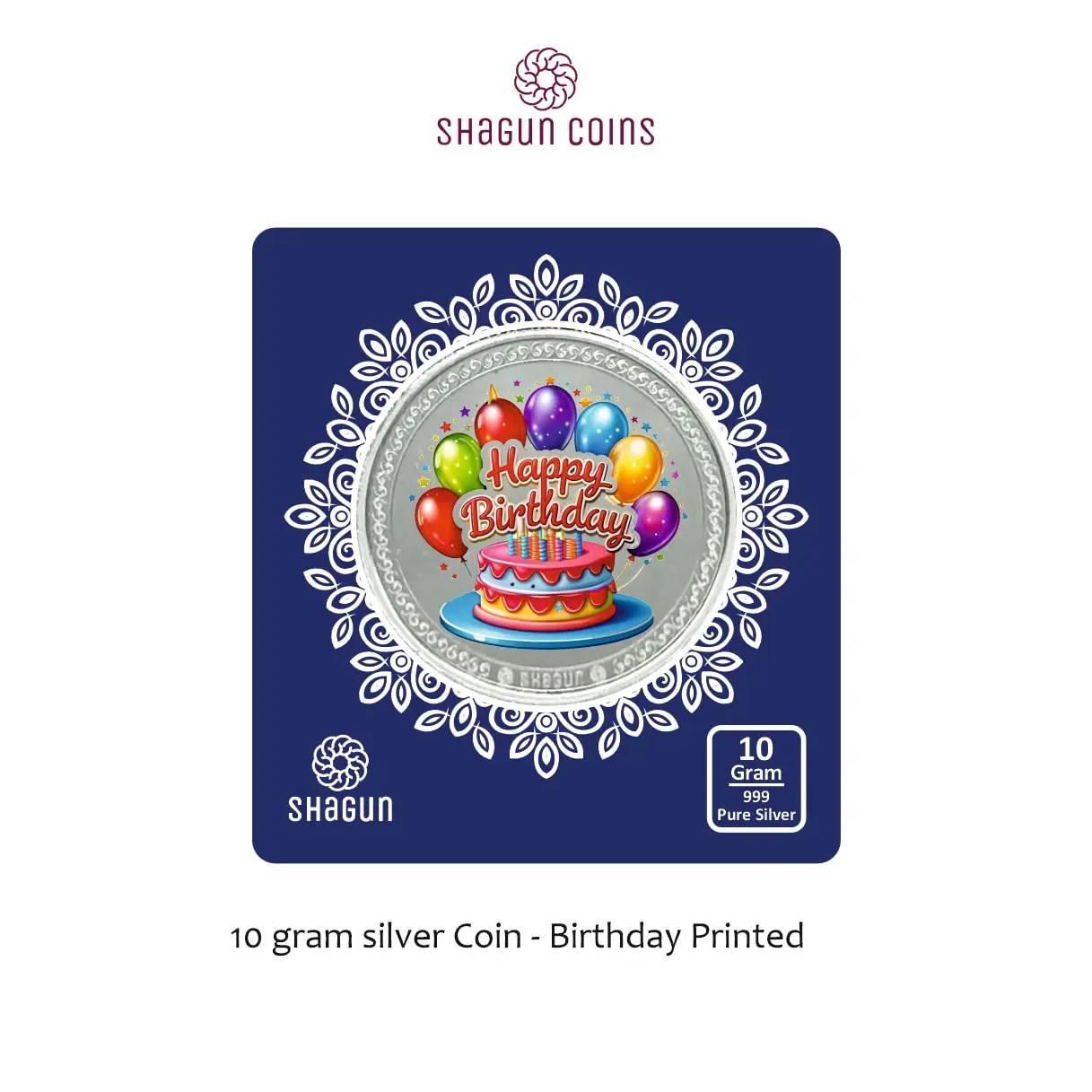 10 GRAM SILVER COIN BIG SIZE - 60MM -  birthday printed