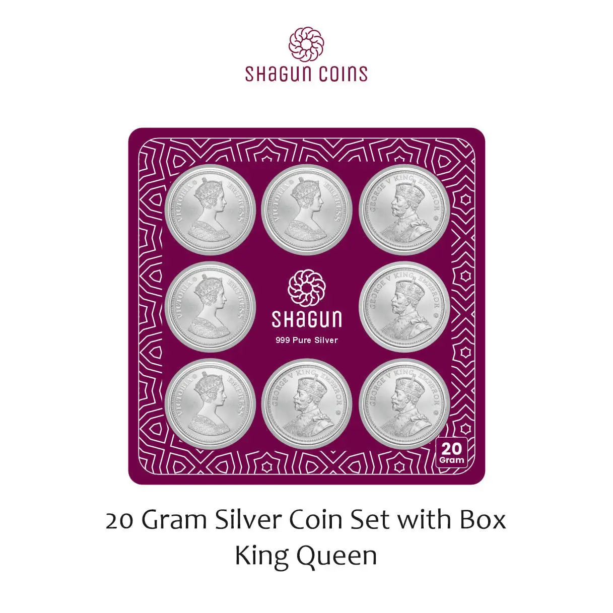 20gm set silver coin King queen
