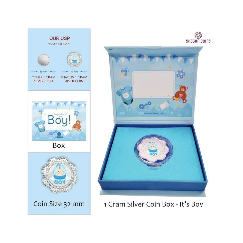 1 GRAM SILVER COIN BOX -  BOY