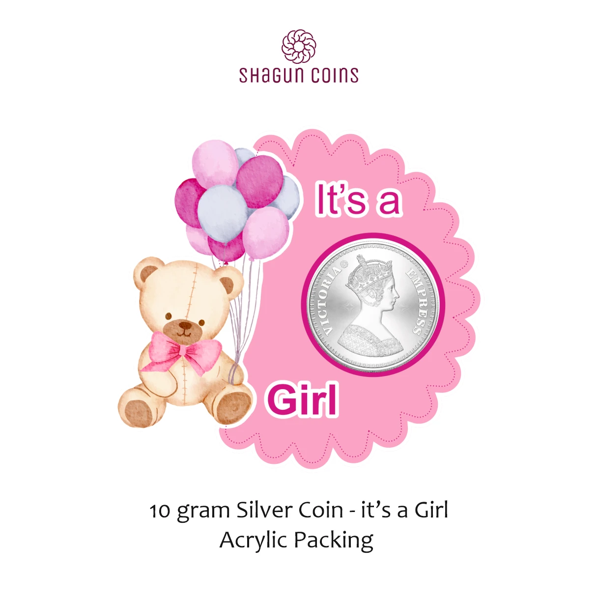 NEW SHAPE 10 GRAM SILVER COIN - STANDARD -  Girl