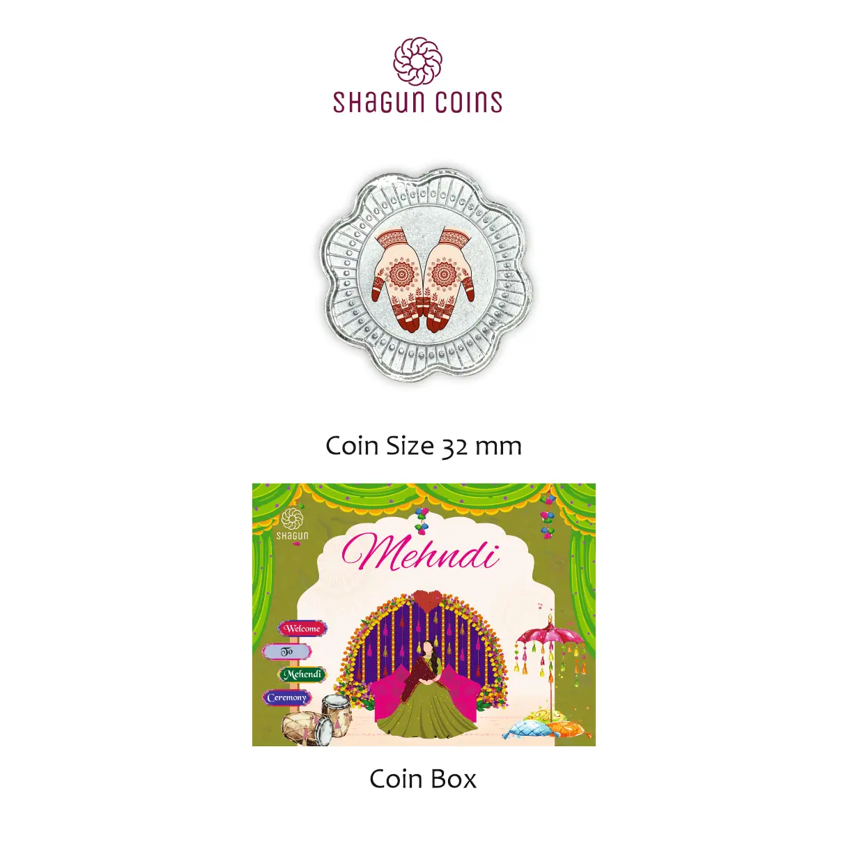 1 GRAM SILVER COIN BOX -  MEHNDI