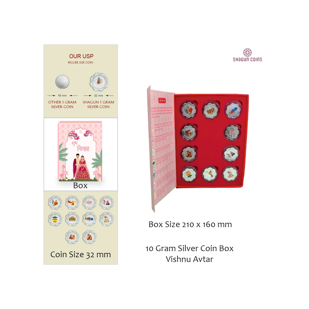10 GRAM SILVER COIN BOX -  SHUBH VIVAH