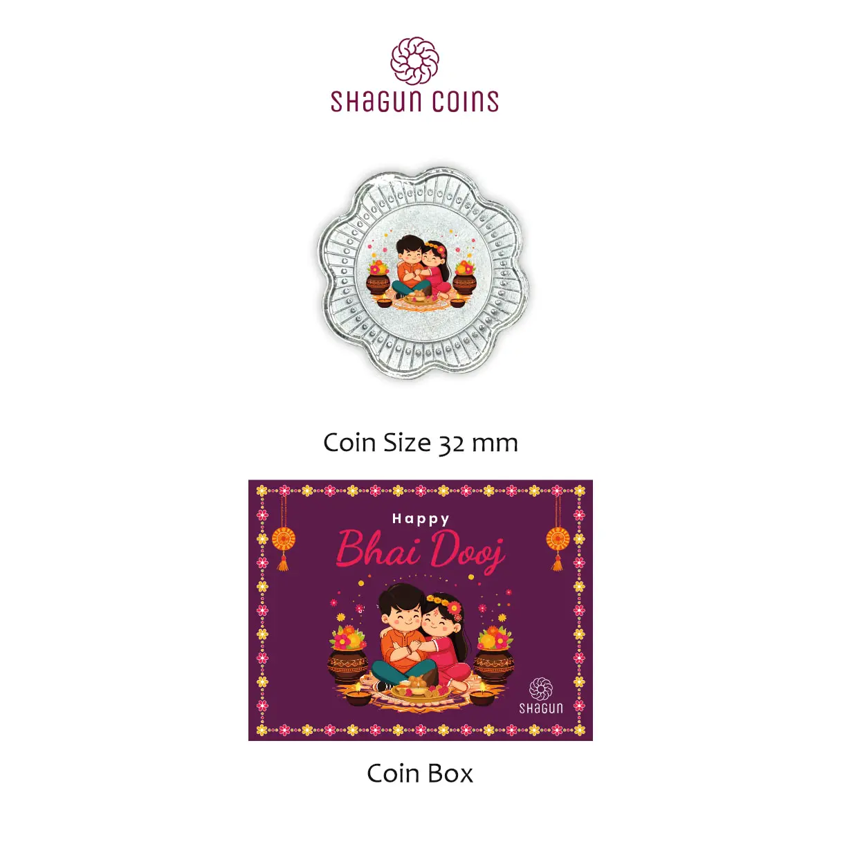 1 GRAM SILVER COIN BOX - bhai dooj