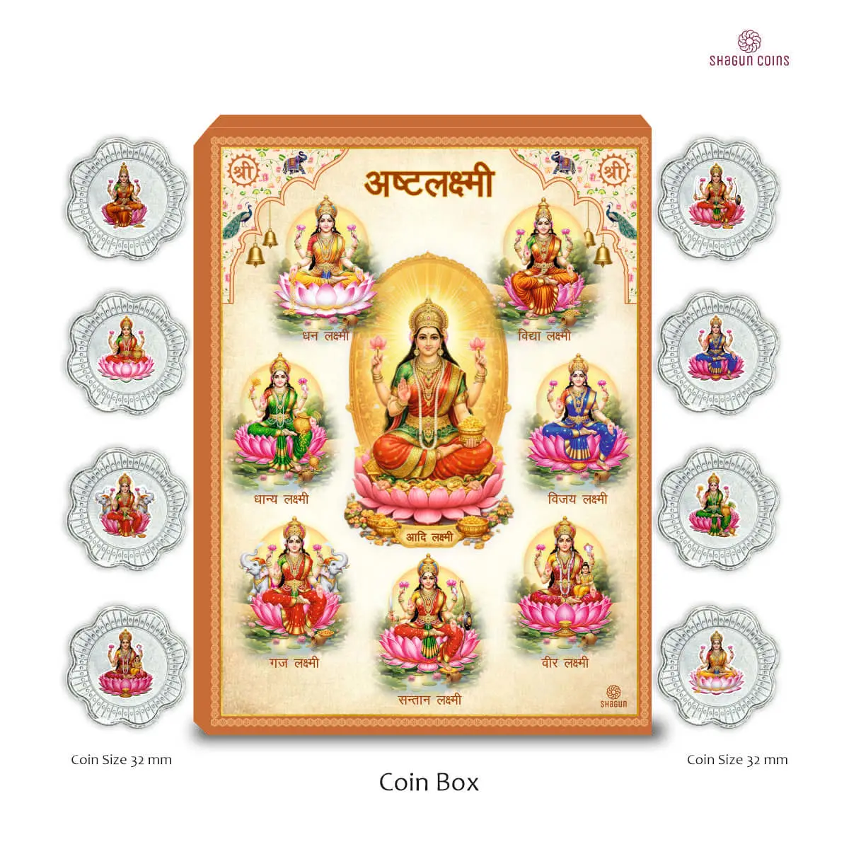8 GRAM SILVER COIN BOX - ASTHA LAXMI