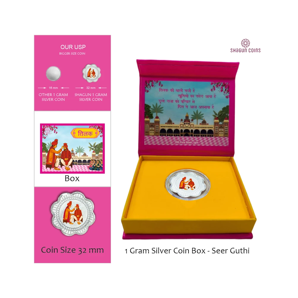 1 GRAM SILVER COIN BOX -  TILAK