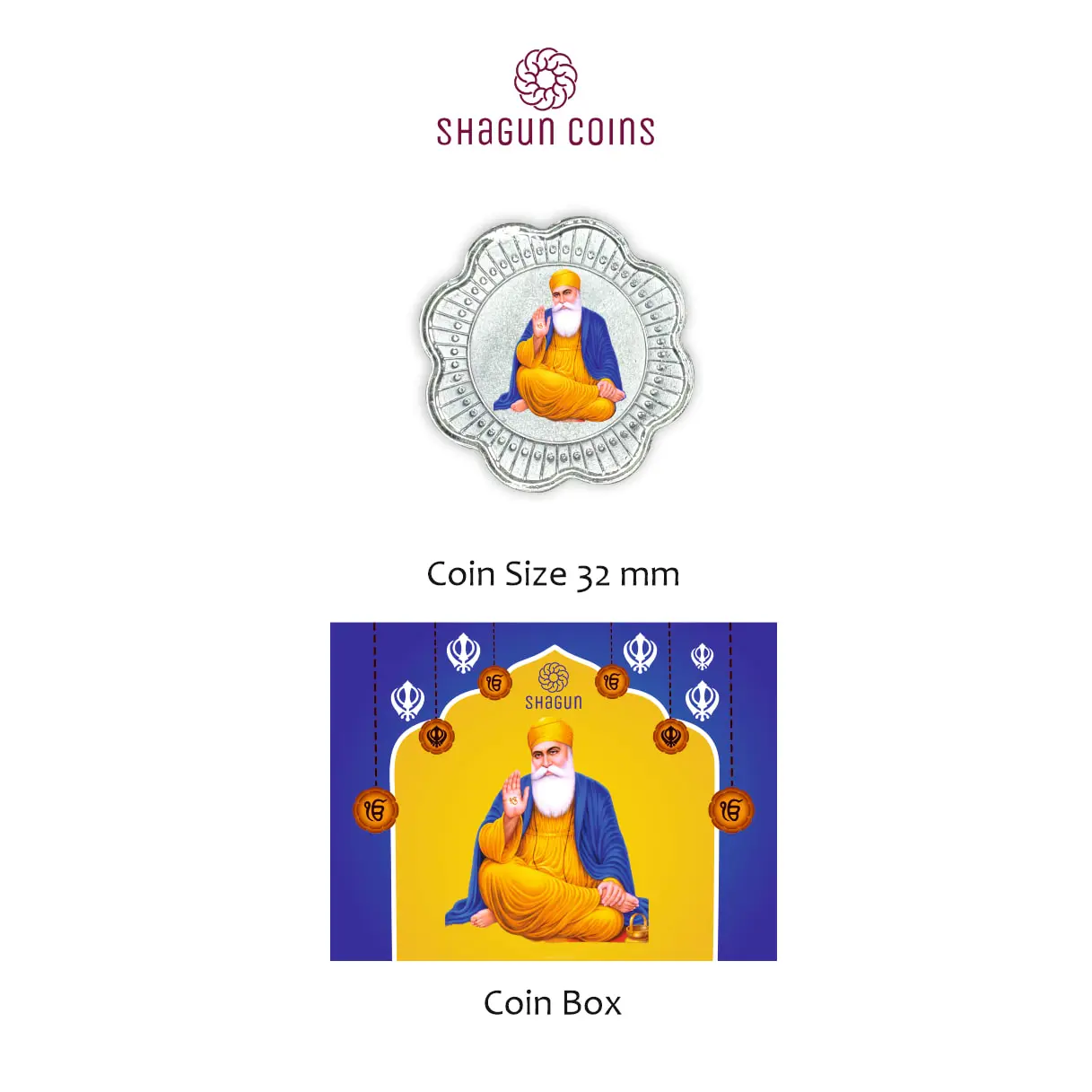 1 GRAM SILVER COIN BOX -  GURU NANAK