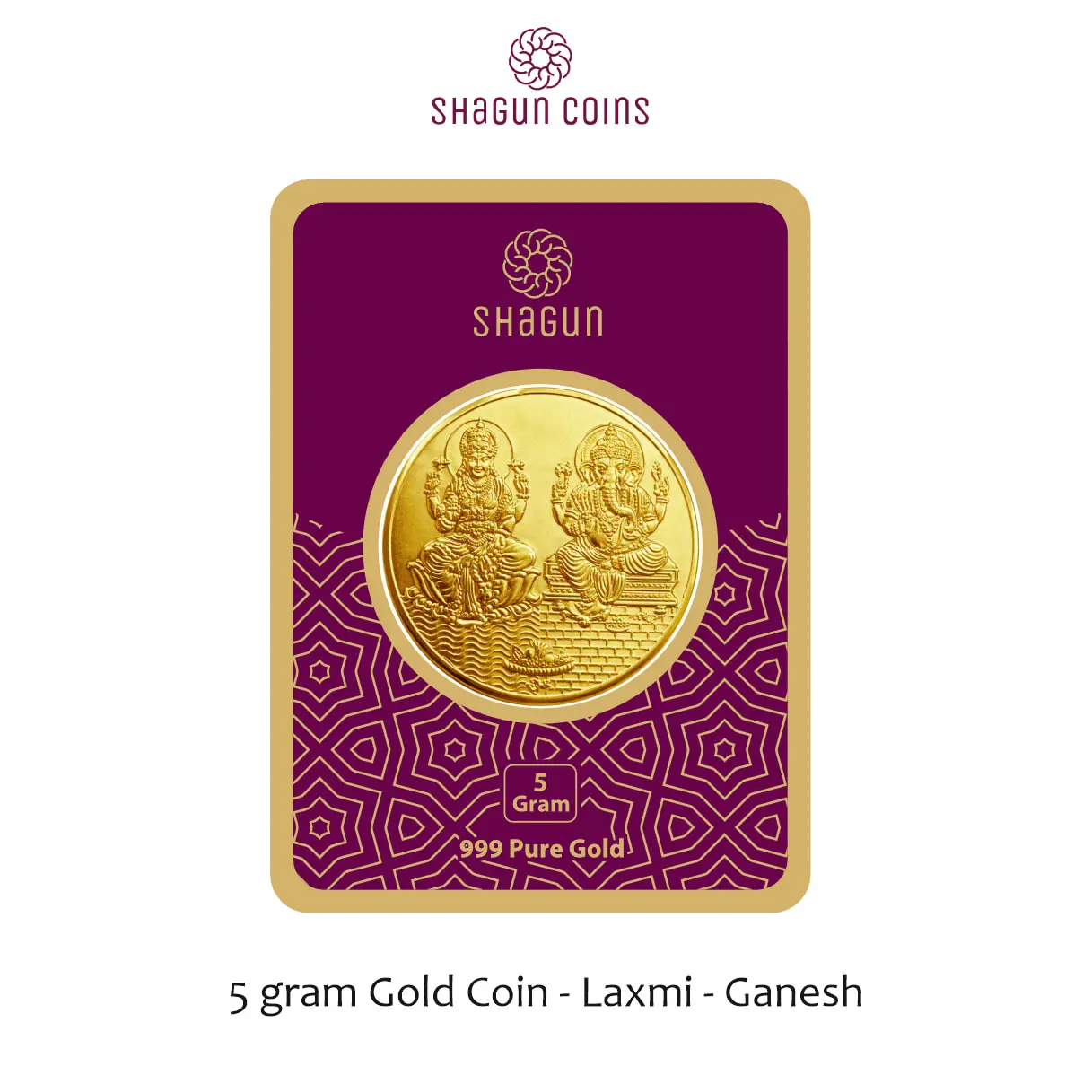5 GRAM GOLD COIN BIG SIZE 38 MM - LAXMI GANESH