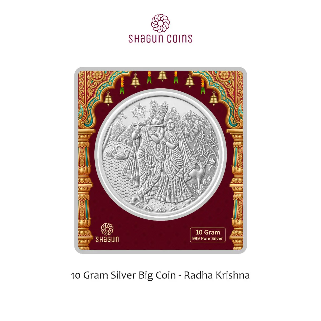 10 GRAM SILVER BIG COIN - Radha Krishna