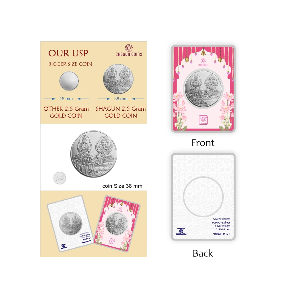 2.5 GRAM SILVER COIN PREMIUM- LAXMI GANESH