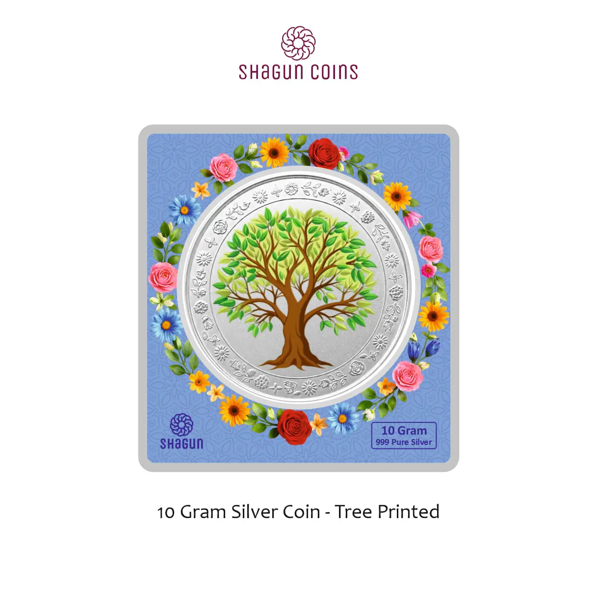 10 GRAM SILVER COIN BIG SIZE PREMIUM - 60MM - tree printed