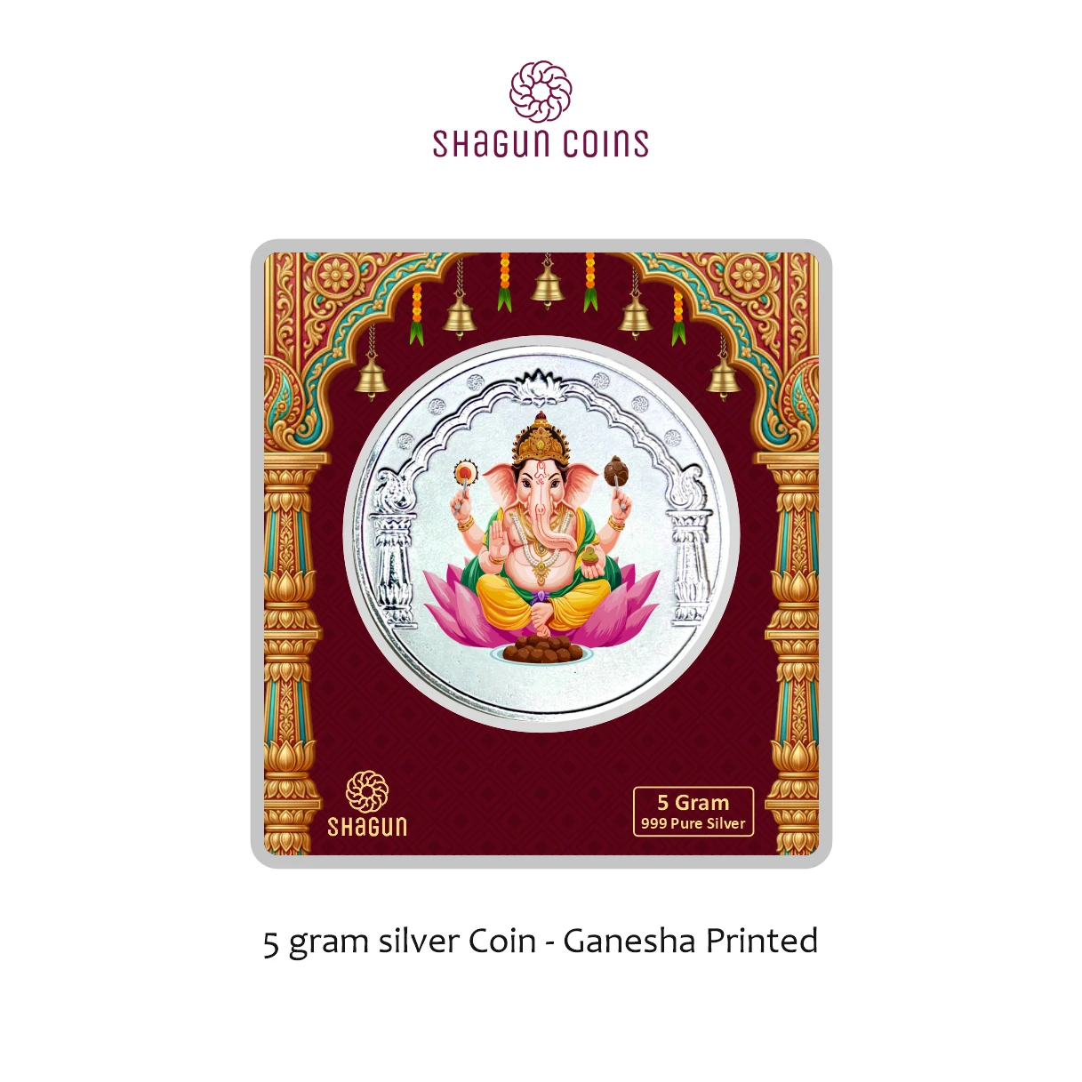 5 GRAM SILVER COIN BIG SIZE PREMIUM - 50MM - ganesh printed