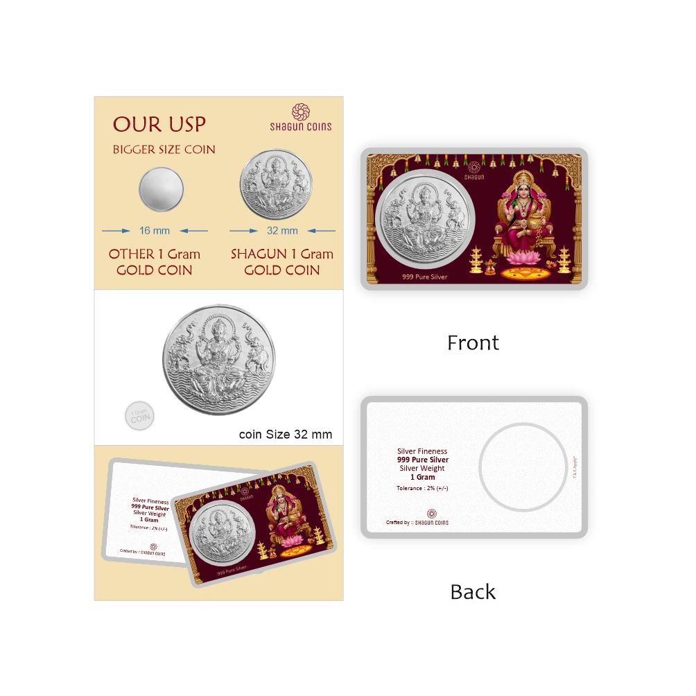 1 GRAM SILVER COIN PREMIUM - LAXMI