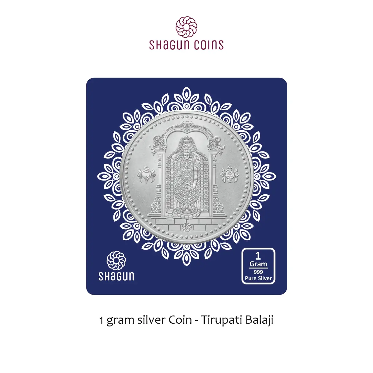 1 GRAM SILVER COIN BIG SIZE - 32MM -  Tirupati balaji without box