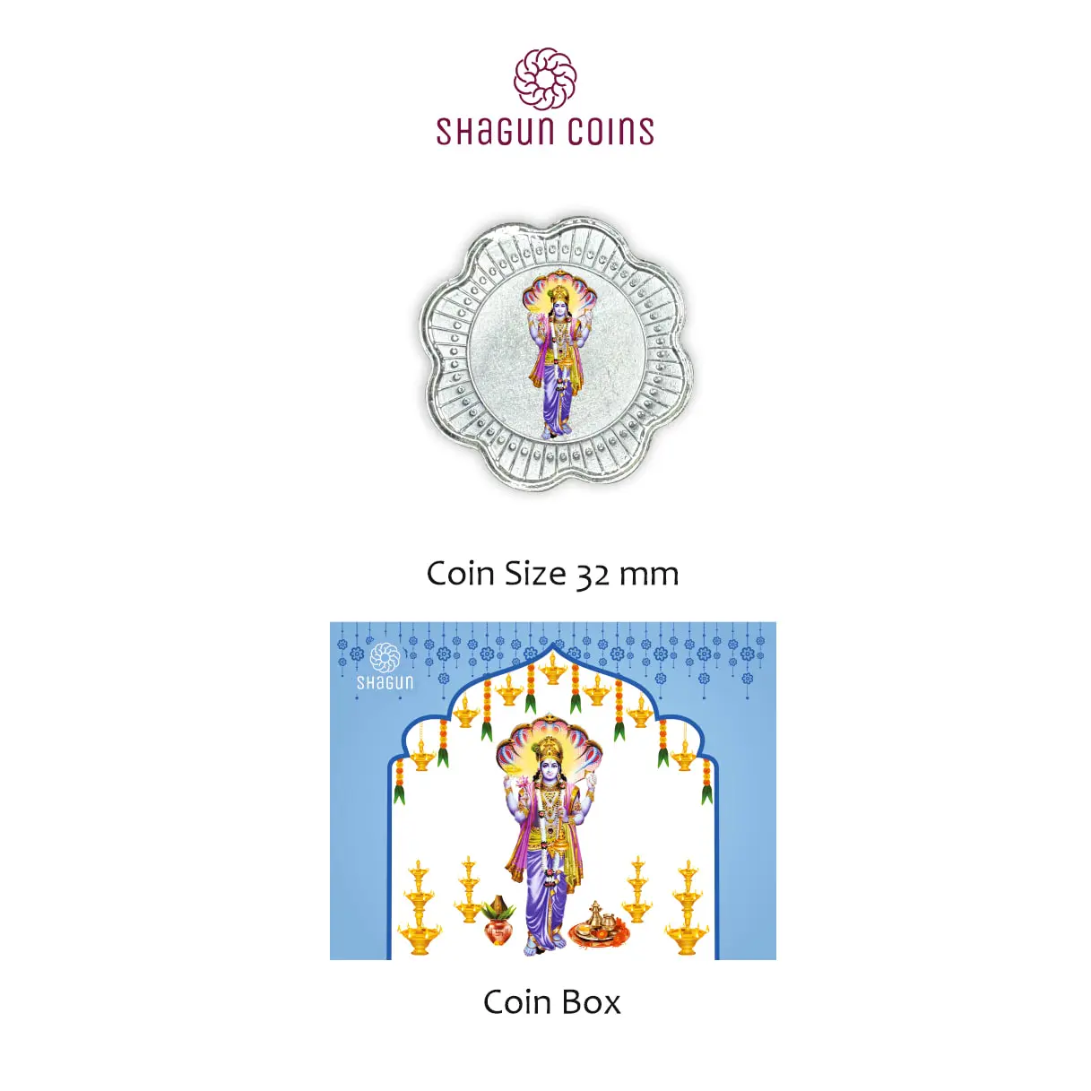 1 GRAM SILVER COIN BOX - VISHNU JI