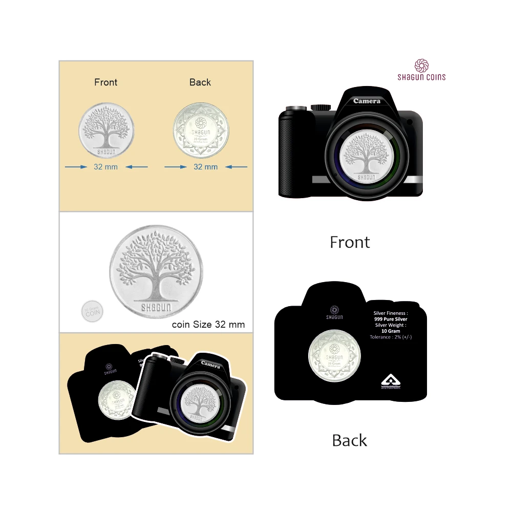 NEW SHAPE 10 GRAM SILVER COIN - STANDARD -  Camera