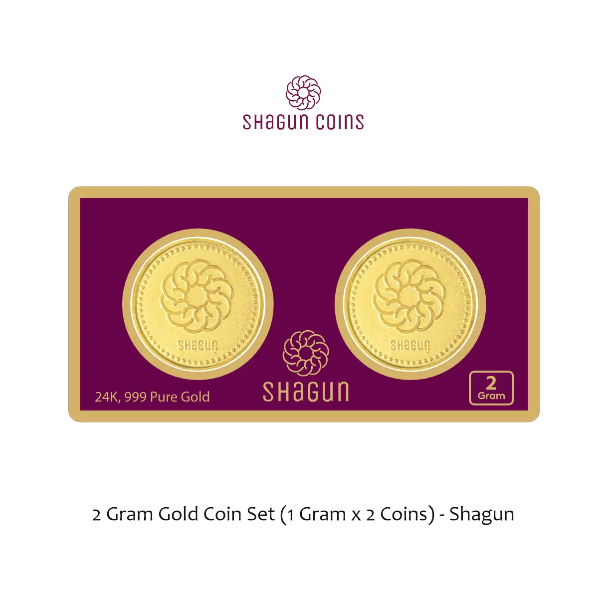 2 GRAM GOLD COIN SET NEW  (1 GRAM x 2 COINS) shagun