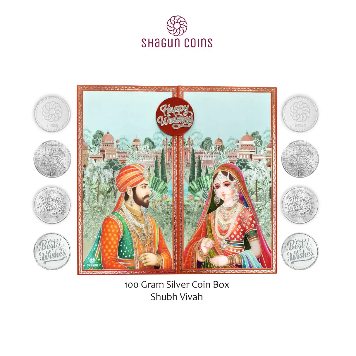 100 GRAM SILVE COIN BOX -  SHUBH VIVAH