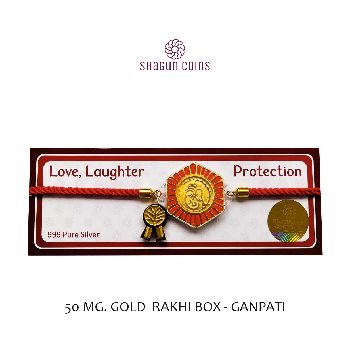 50 MG. GOLD  RAKHI BOX - GANPATI