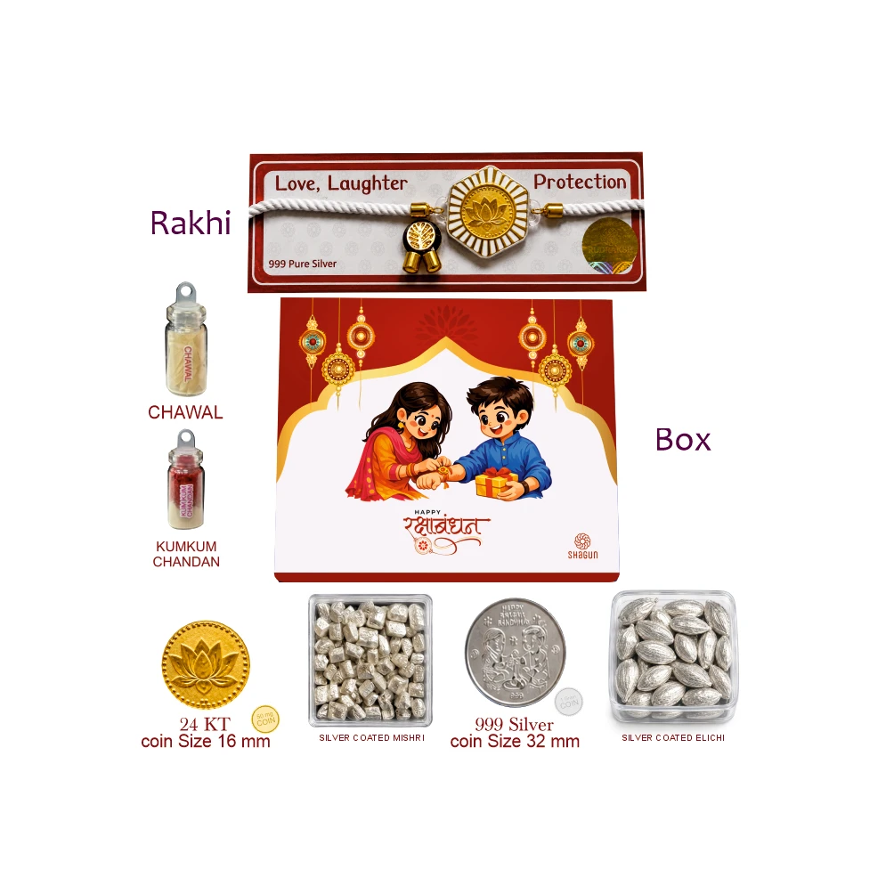 50 MG. GOLD  RAKHI BOX - LOTUS