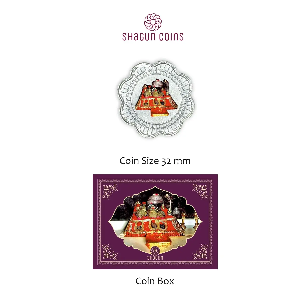 1 GRAM SILVER COIN BOX -  VAISHNO DEVI