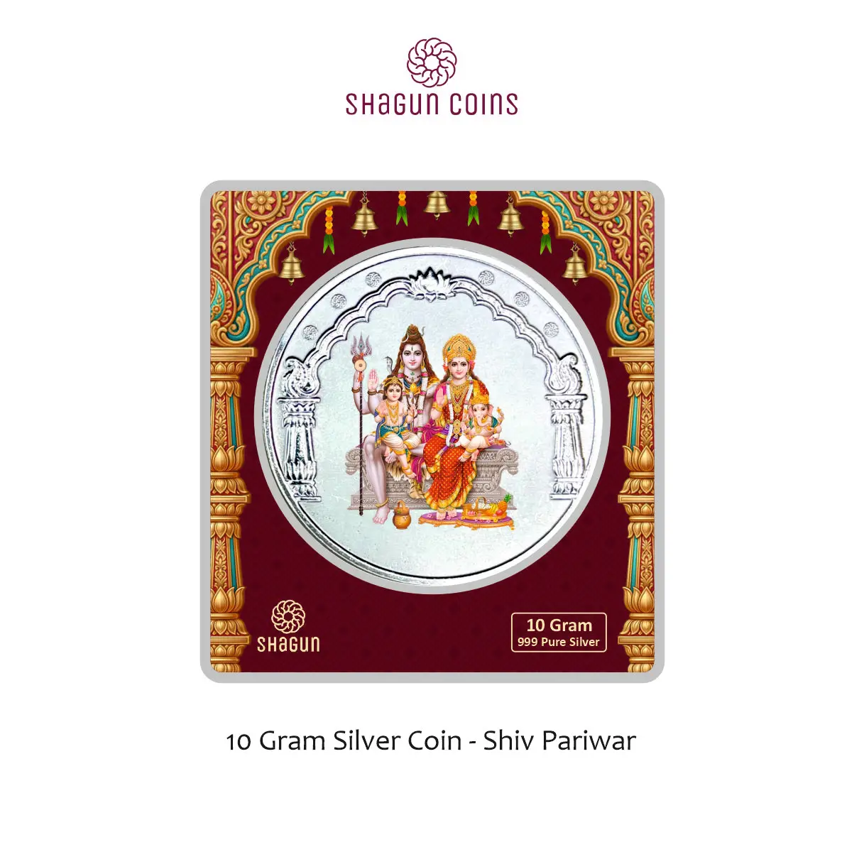 10 GRAM SILVER COIN BIG SIZE PREMIUM - 60MM - shiv pariwar