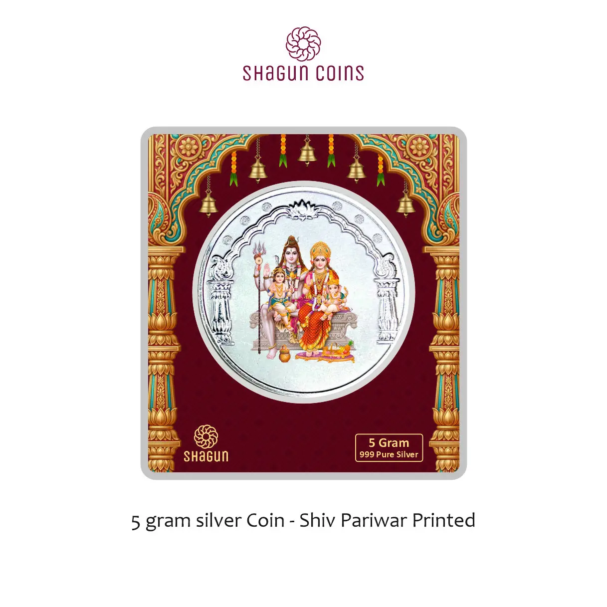 5 GRAM SILVER COIN BIG SIZE PREMIUM - 50MM - shiv pariwar printed