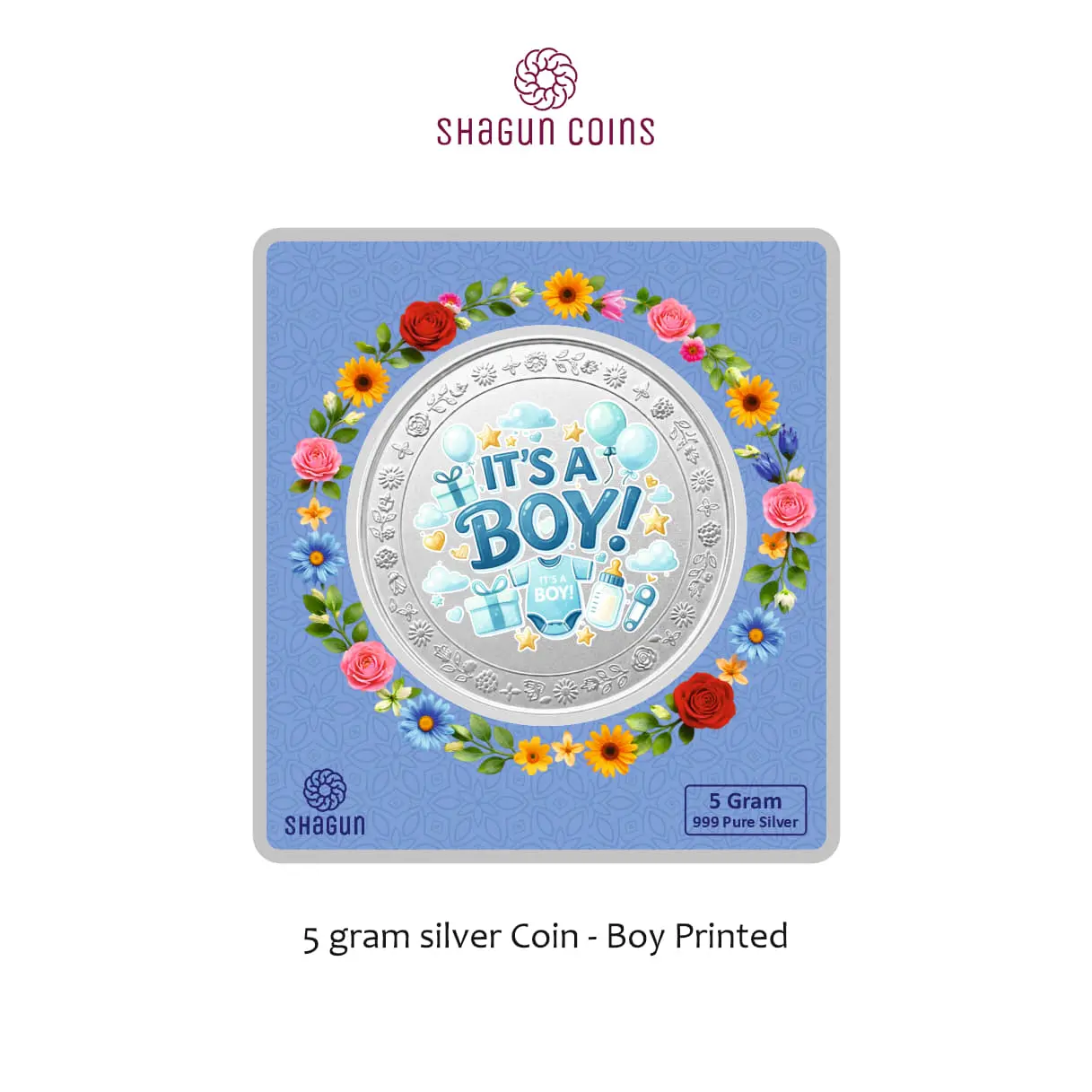 5 GRAM SILVER COIN BIG SIZE PREMIUM - 50MM -  boy printed