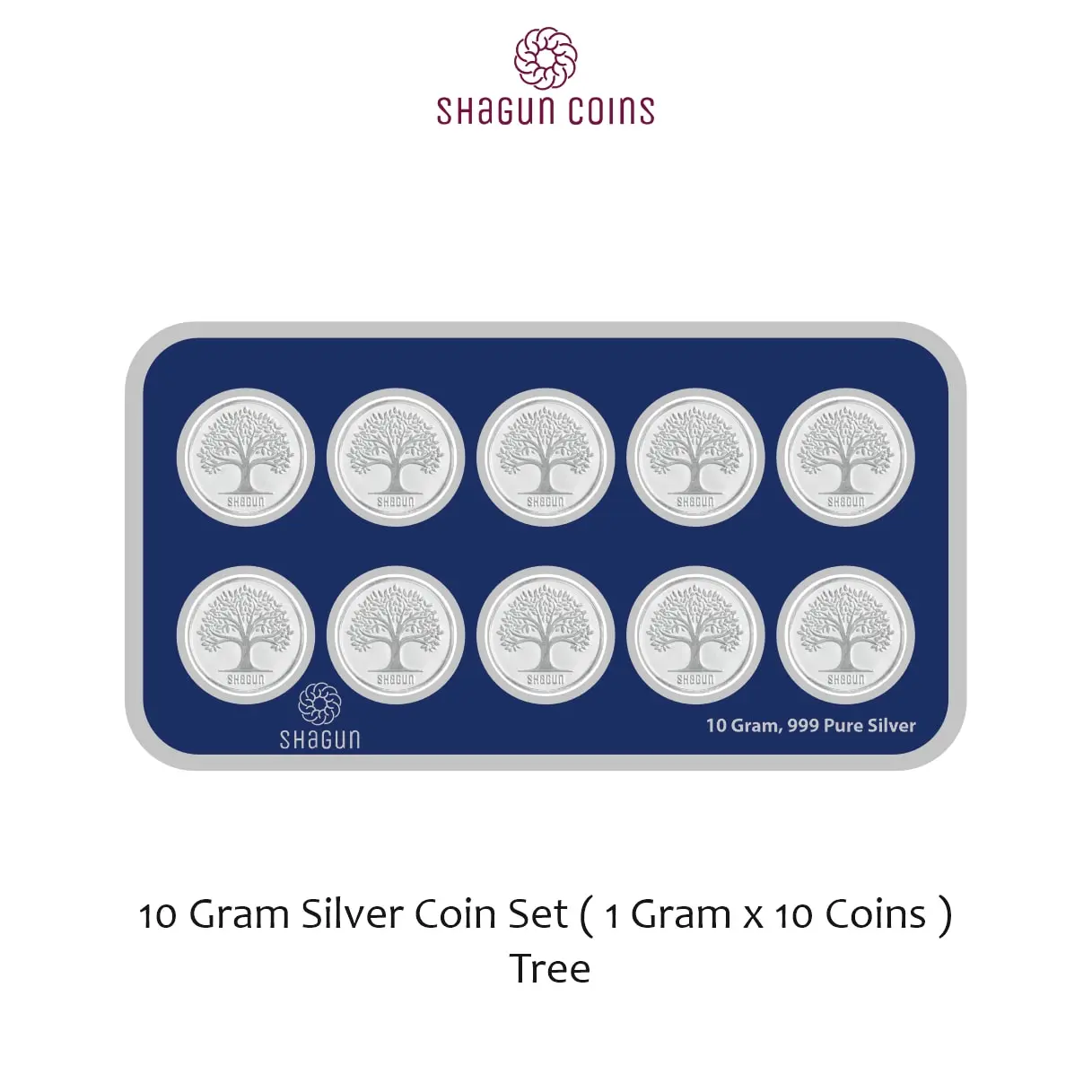 10 GRAM SILVER COIN   SET - 1 GARM X 10 COINS - TREE