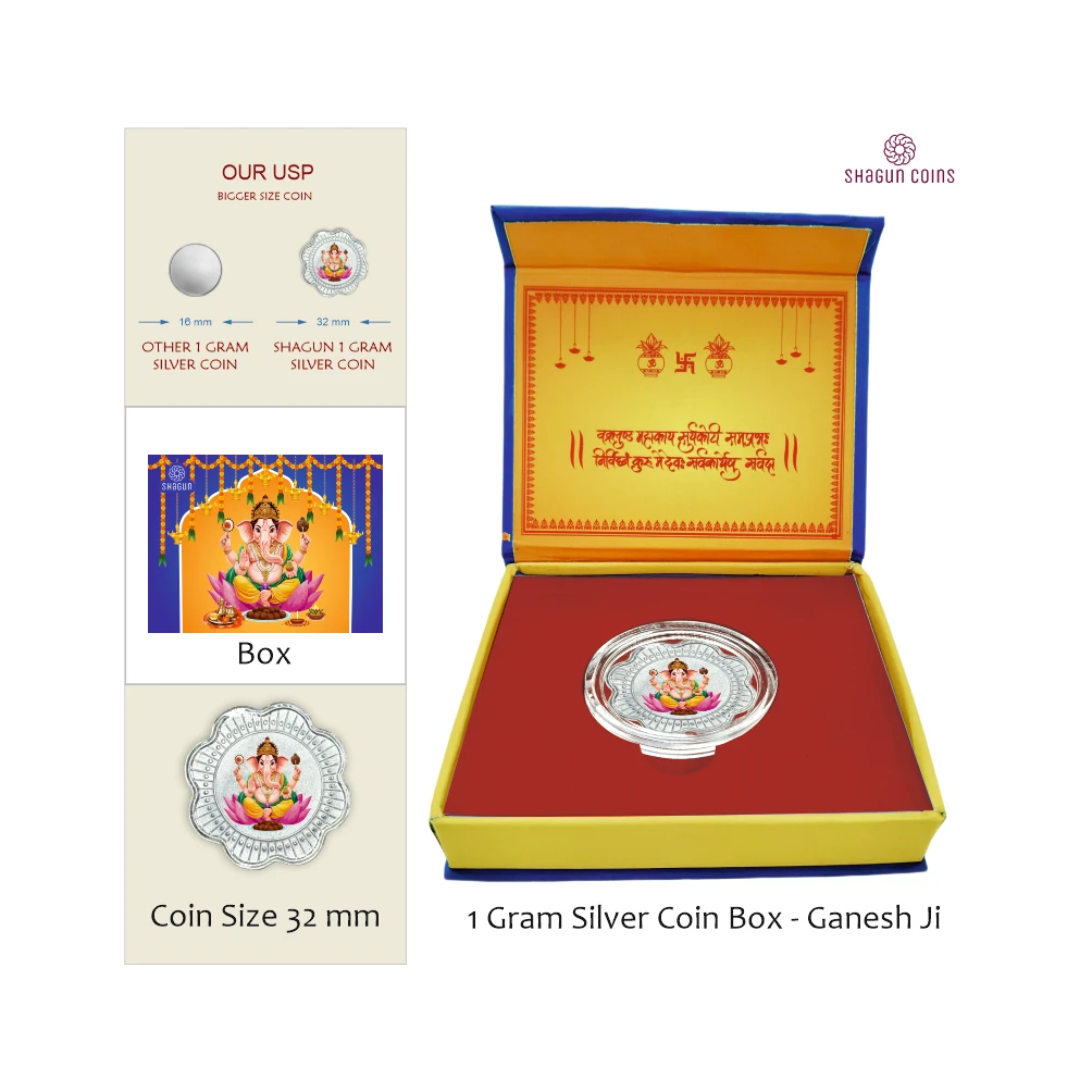 1 GRAM SILVER COIN BOX -  GANESH