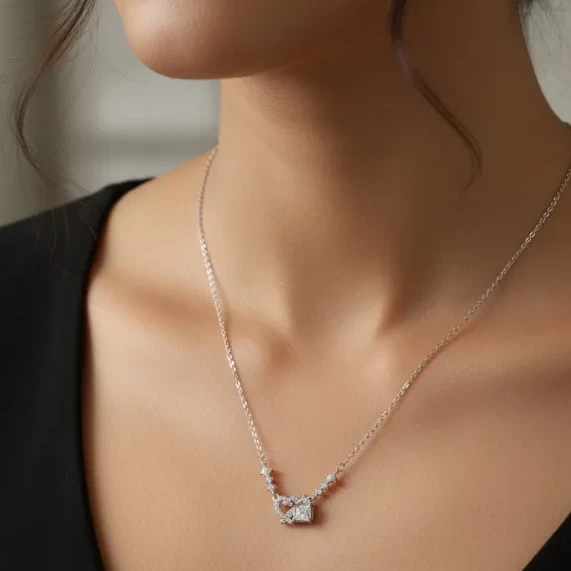 Silver Chain Double Heart