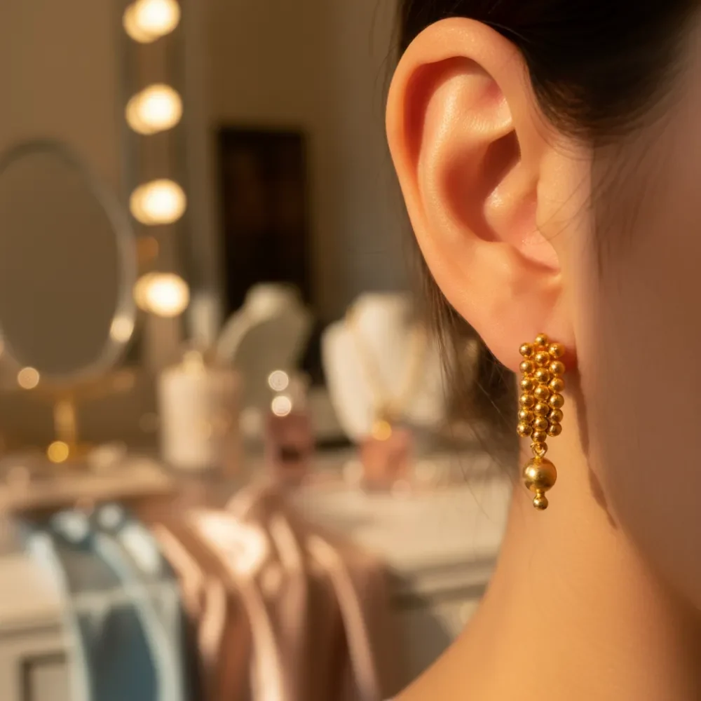 Gold Bead Cluster Drops