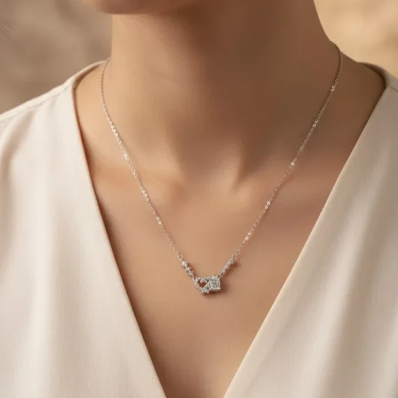 Silver Chain Double Heart