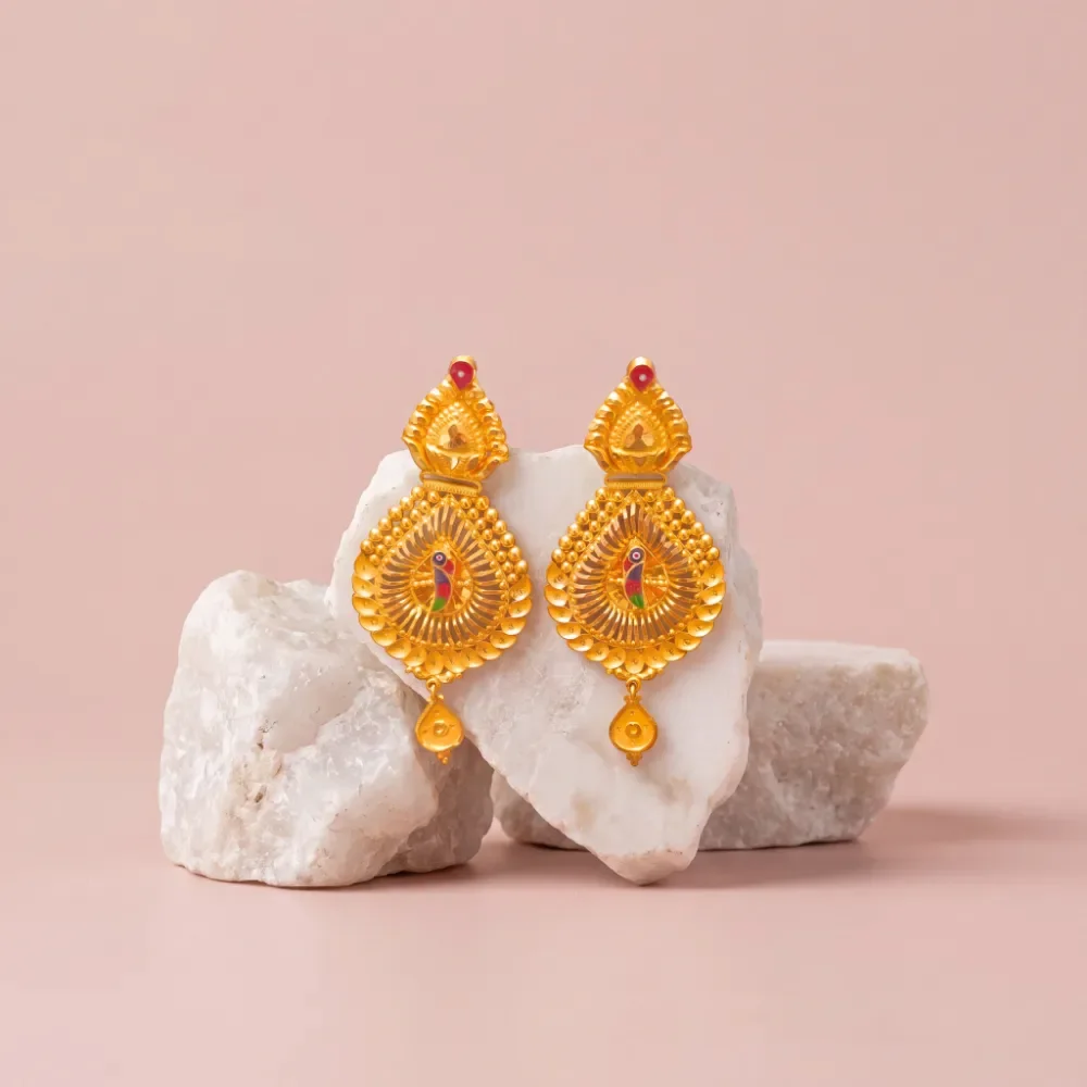 Elegant Peacock Enamel Drops