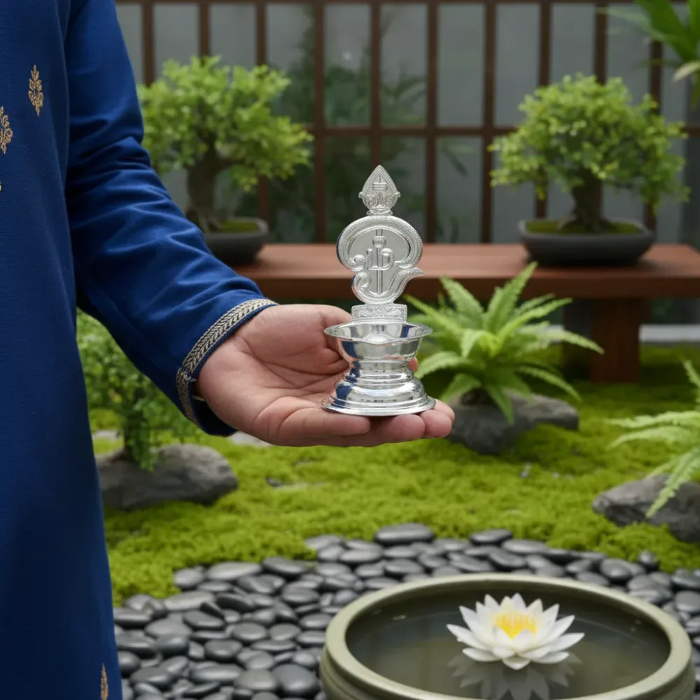 Silver Murugan Lamp