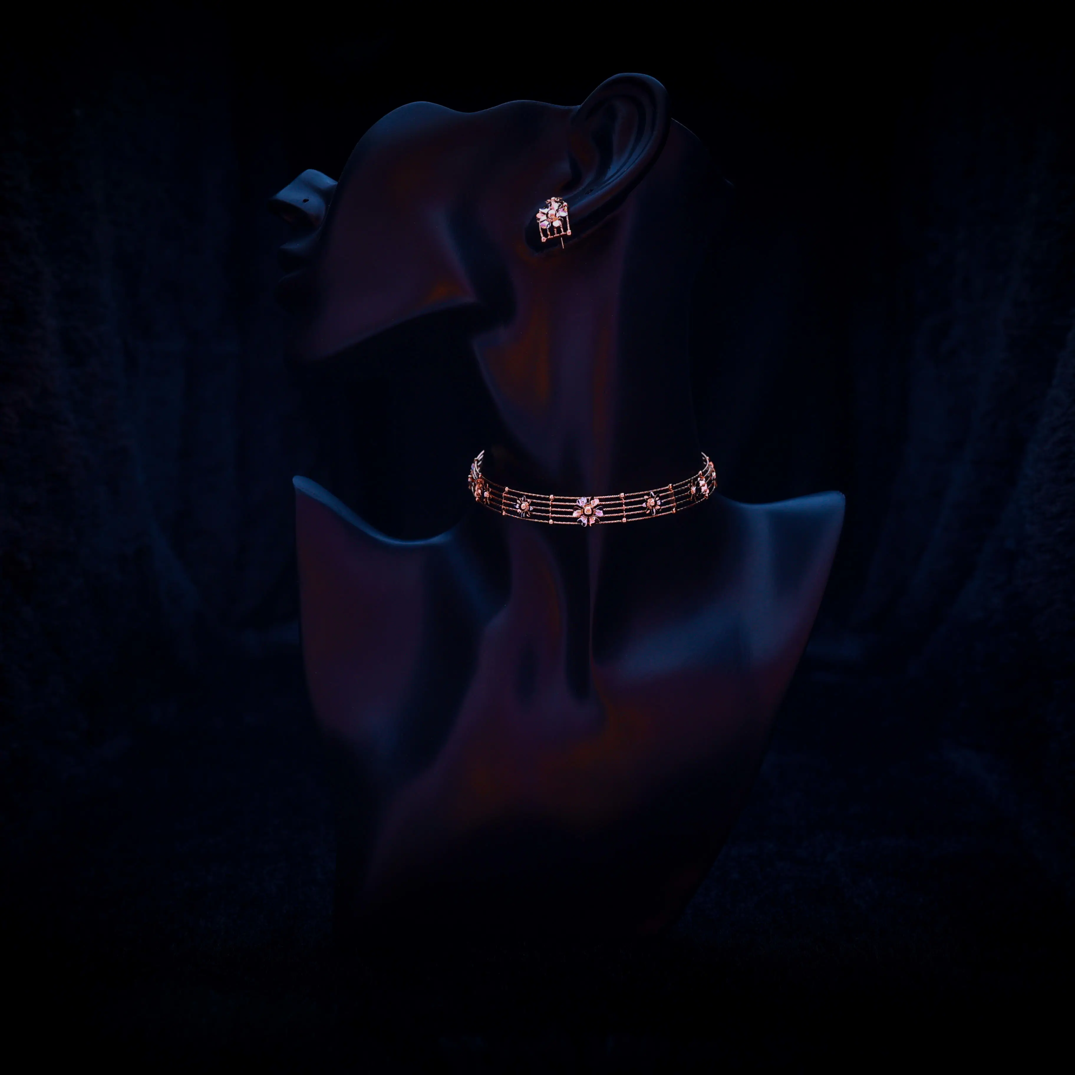 Rosegold Choker With Ear-rings