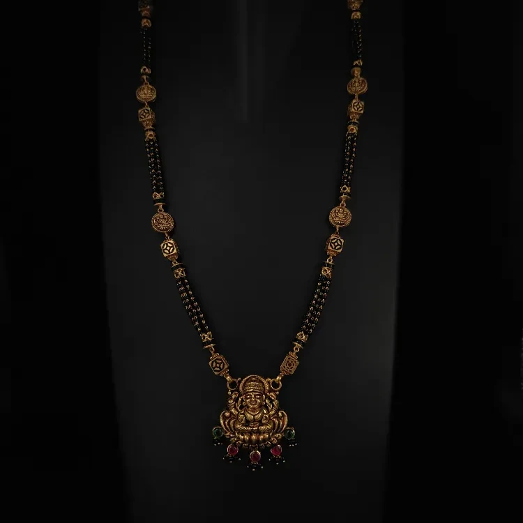 Laxmi Goddess Black Beads