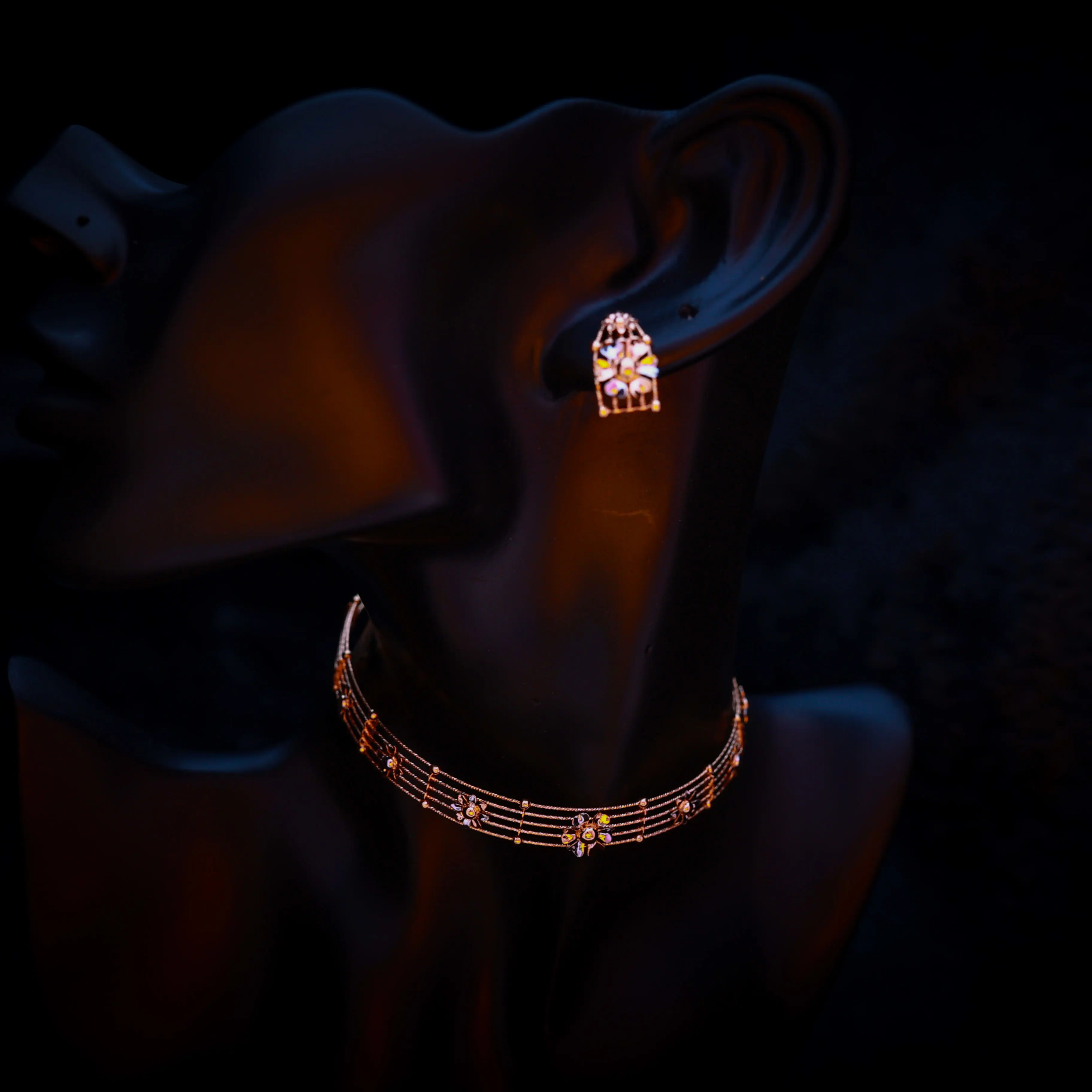 Rosegold Choker With Ear-rings