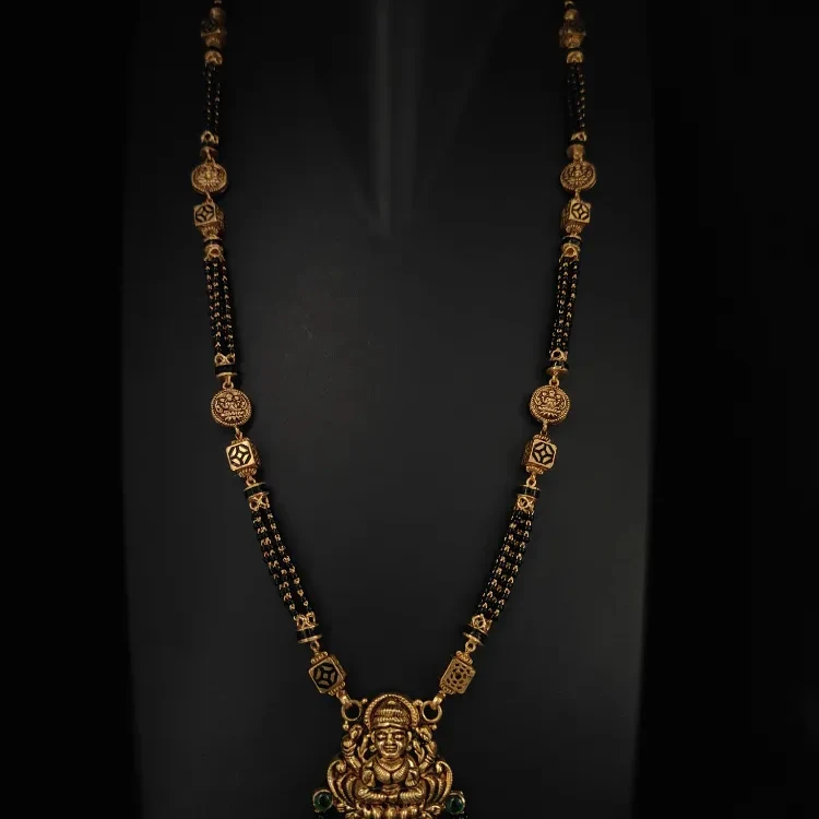Laxmi Goddess Black Beads