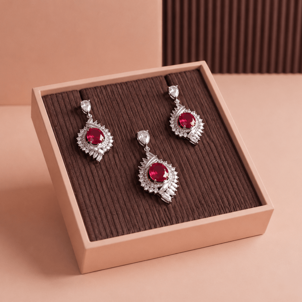 Ruby Women's Pendant Set