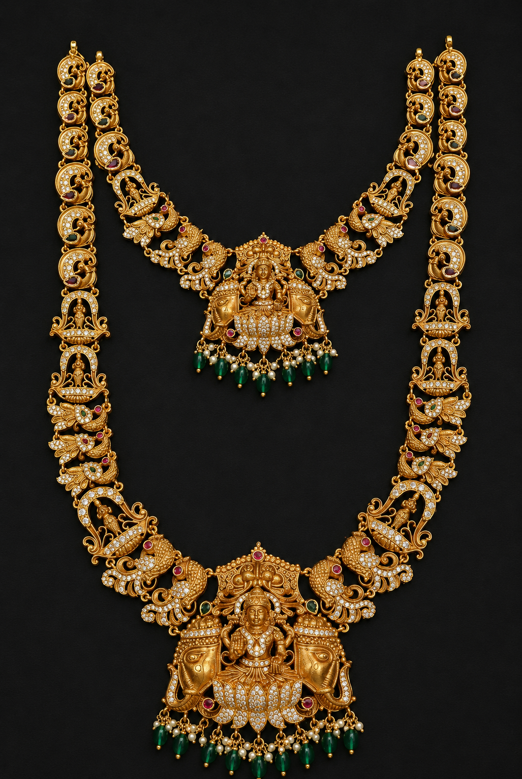 Elephant Temple Haram with Lakshmi Pendant