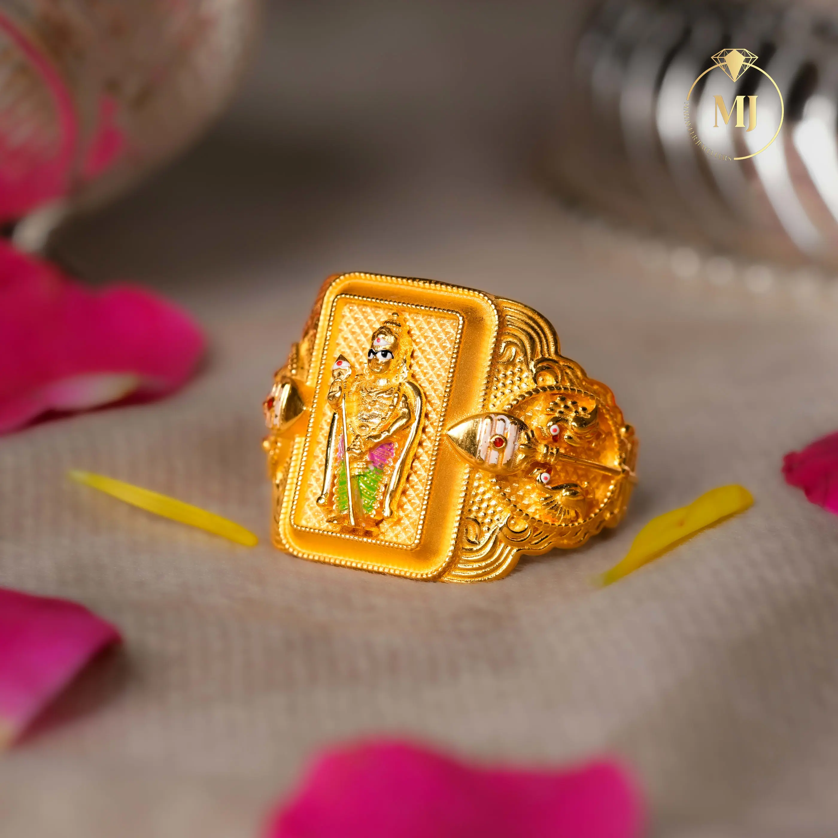 Fancy Murugan Gents Gold Ring