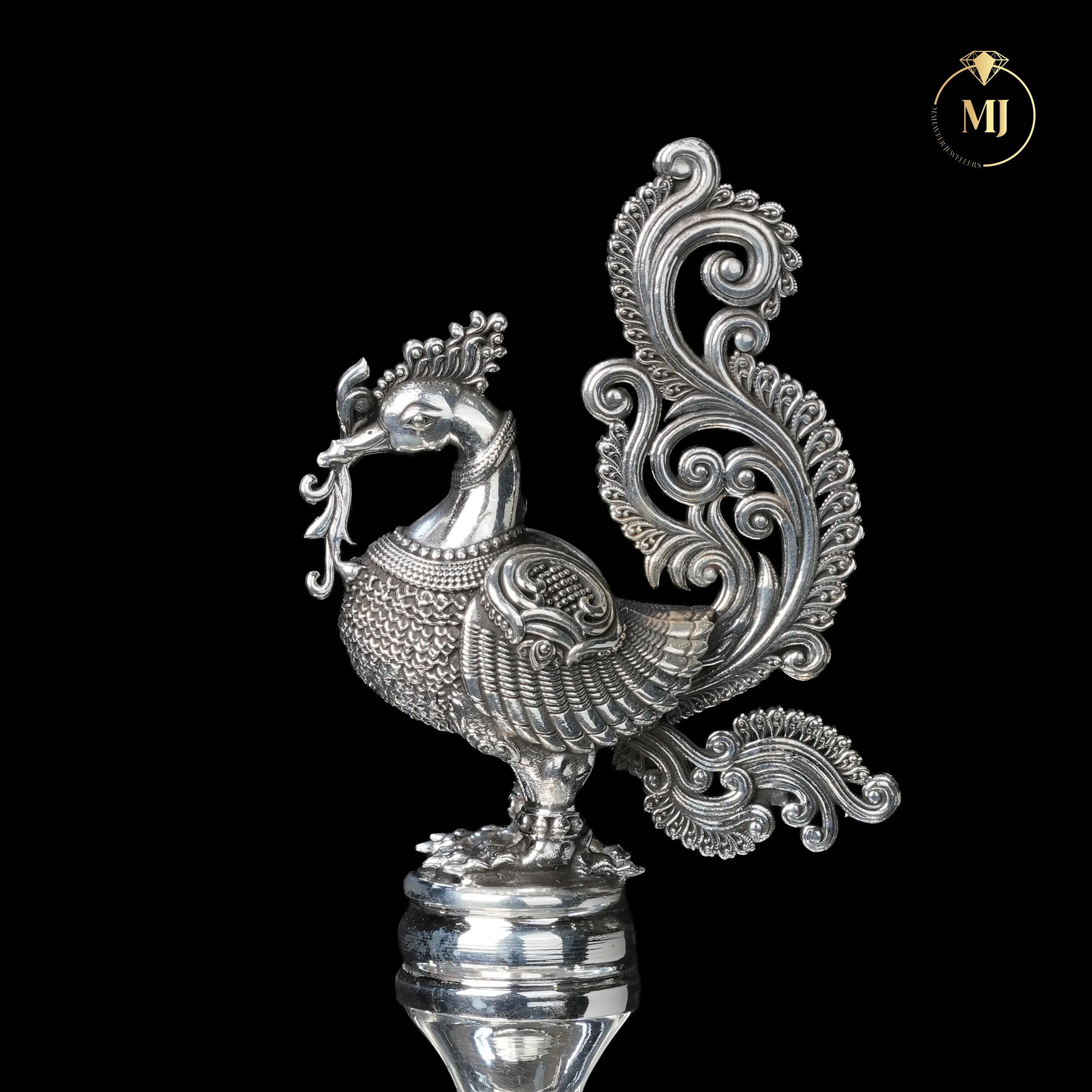 Regal Peacock Silver Vilakku