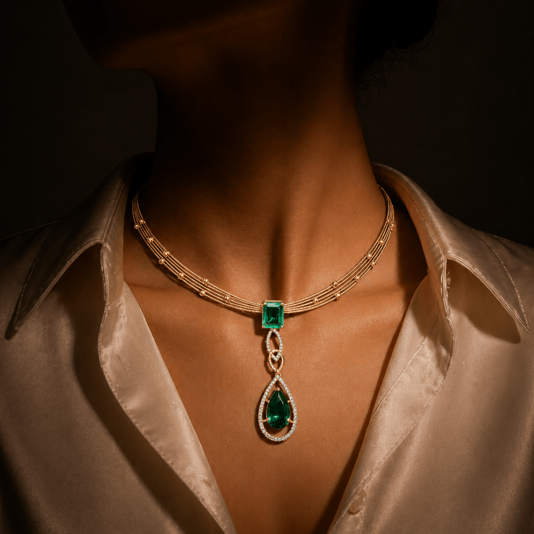 Emerald Muse Gold Necklace