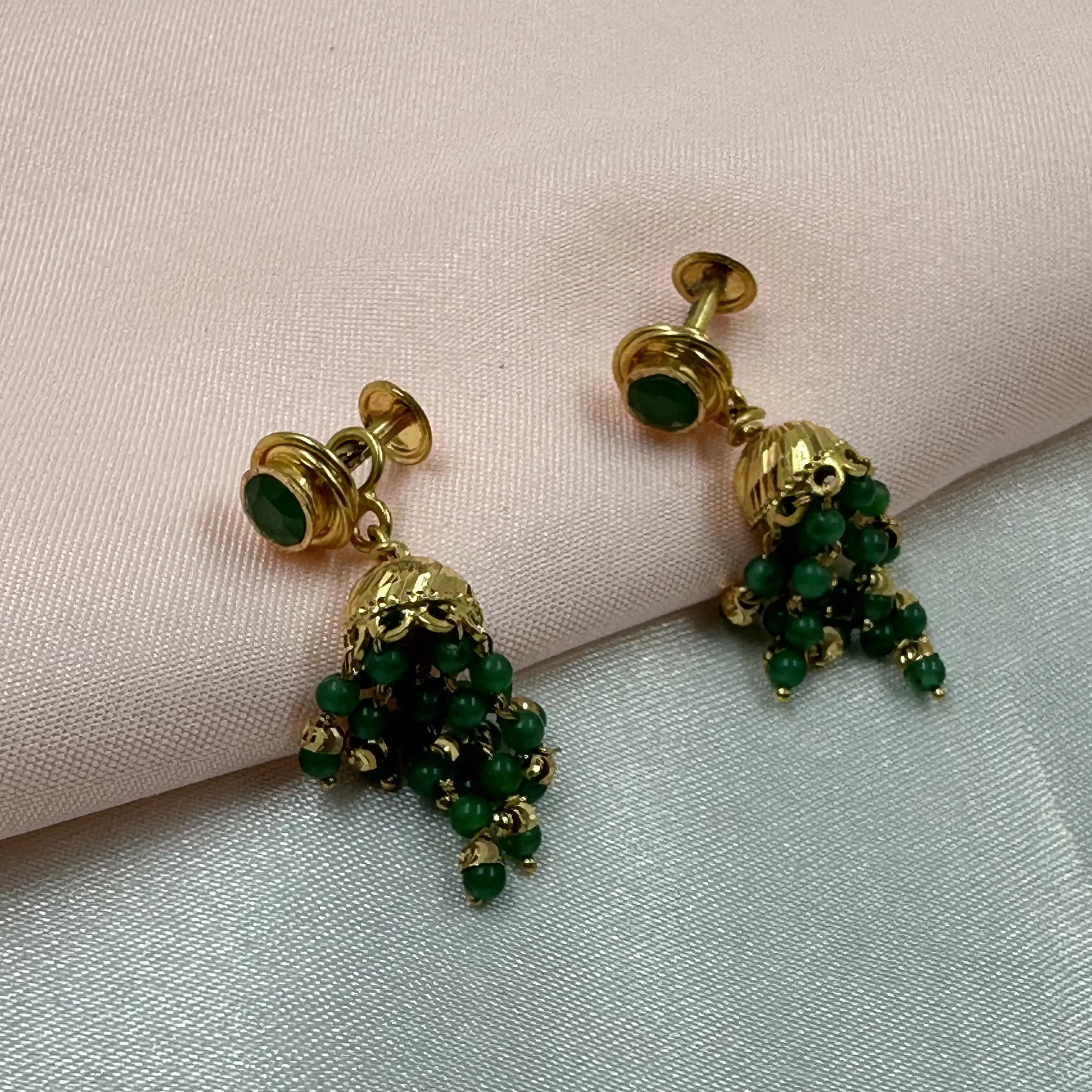 Green Spinal Studs N Hangings
