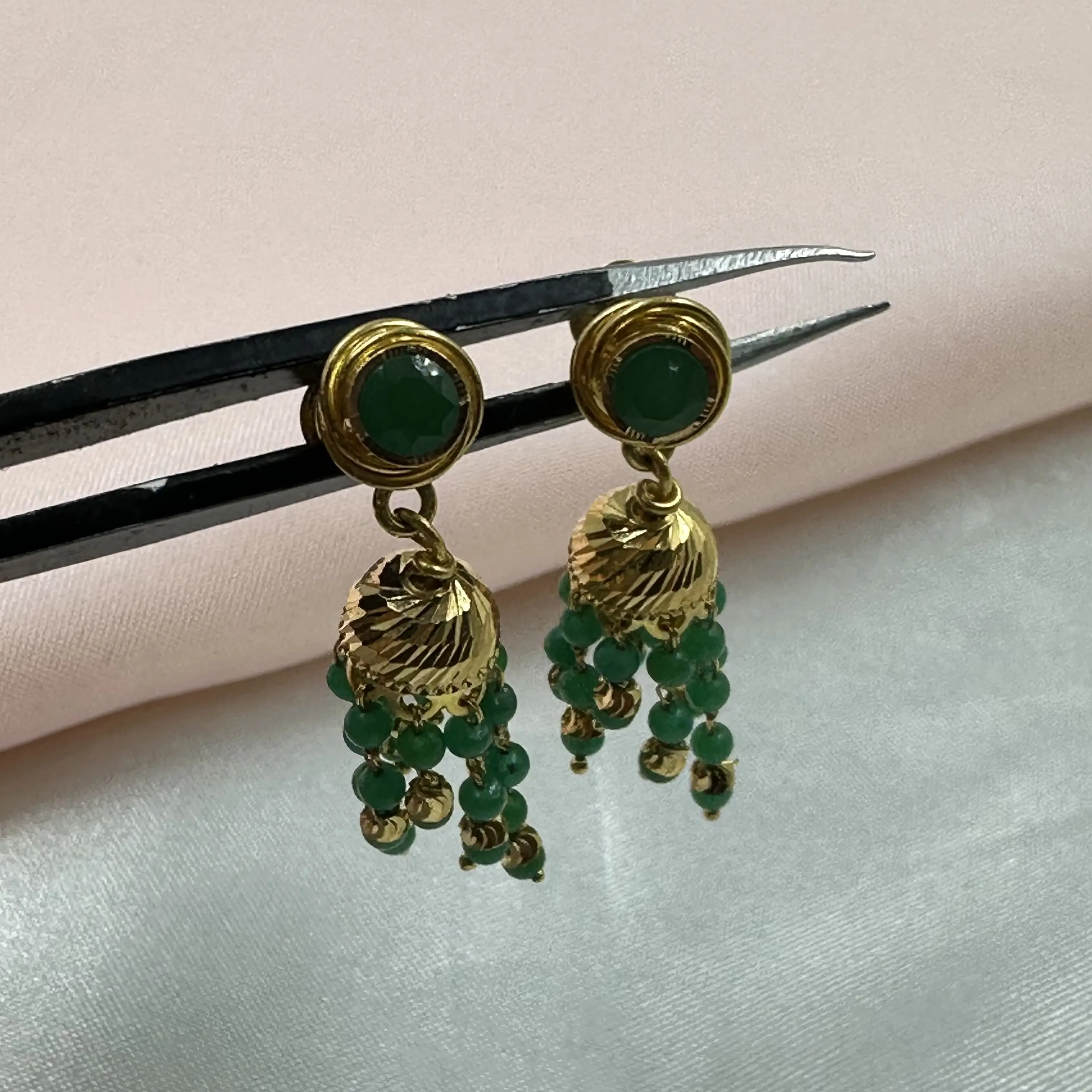 Green Spinal Studs N Hangings