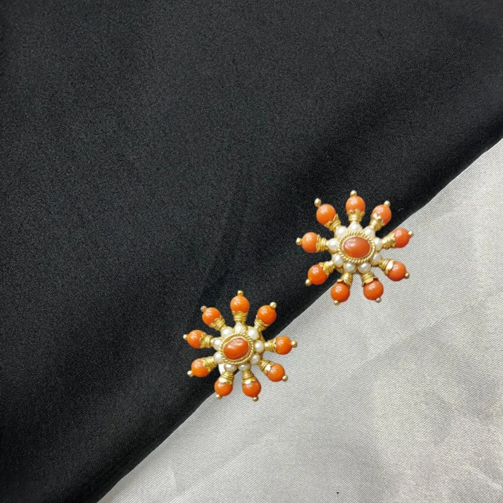 Coral With Pearl Studs