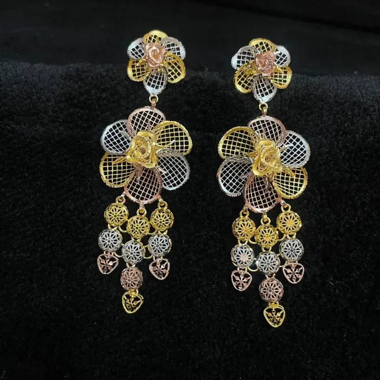 Rose Gold Floral Design Earrings