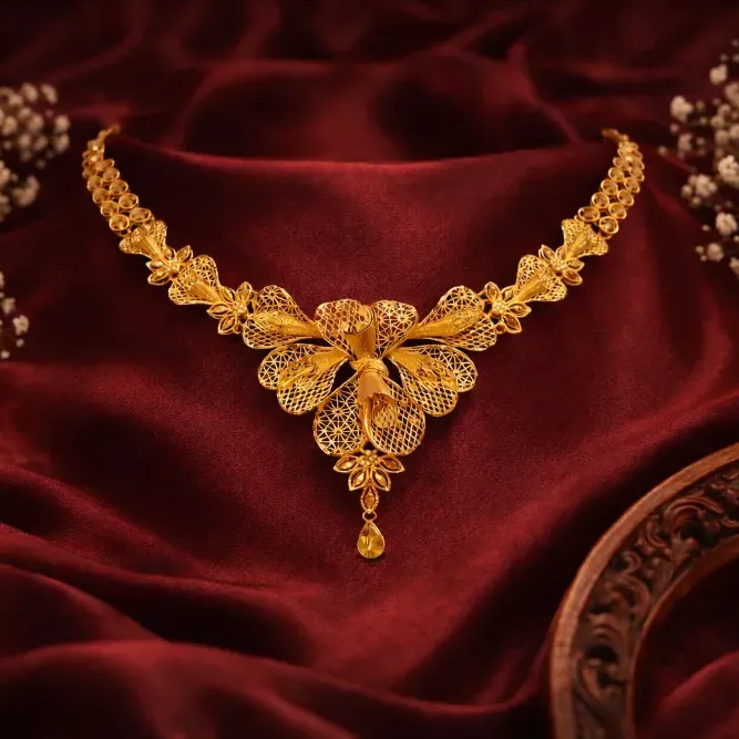 Italian Turkish floral design necklace