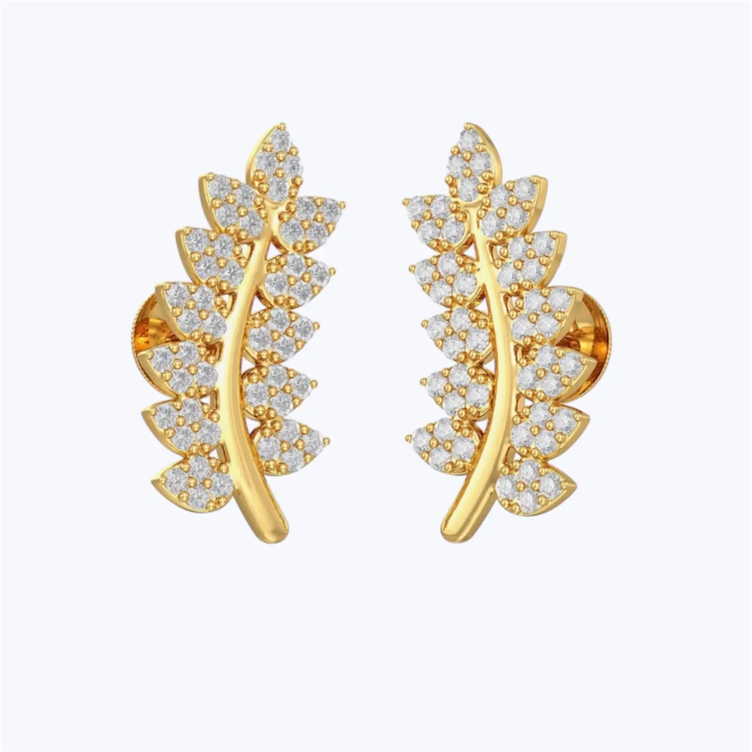 Gold Leaf Stud Ear Ring