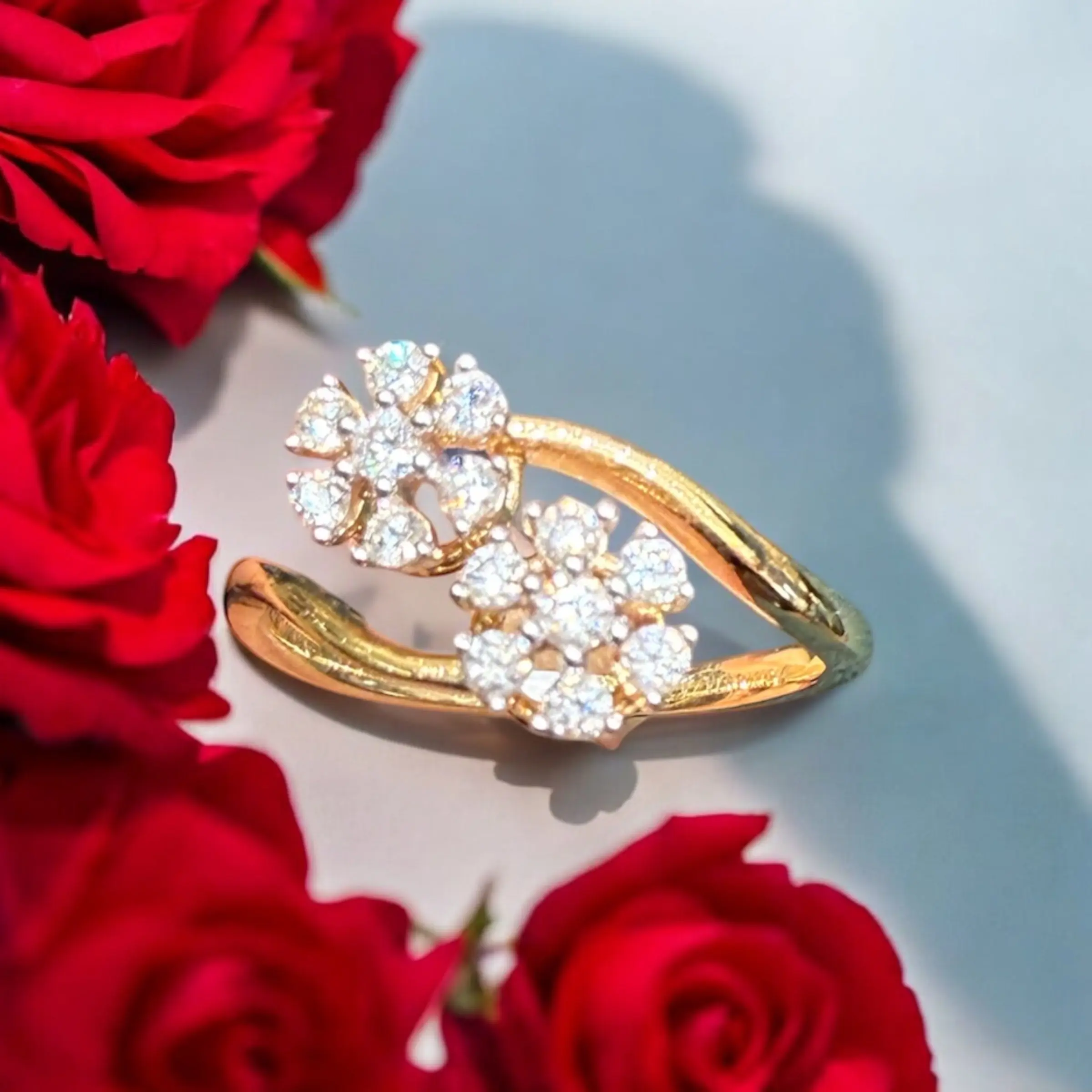 Dual Flower Harmony Ring